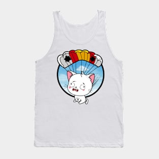 Silly white cat has a broken parachute Tank Top